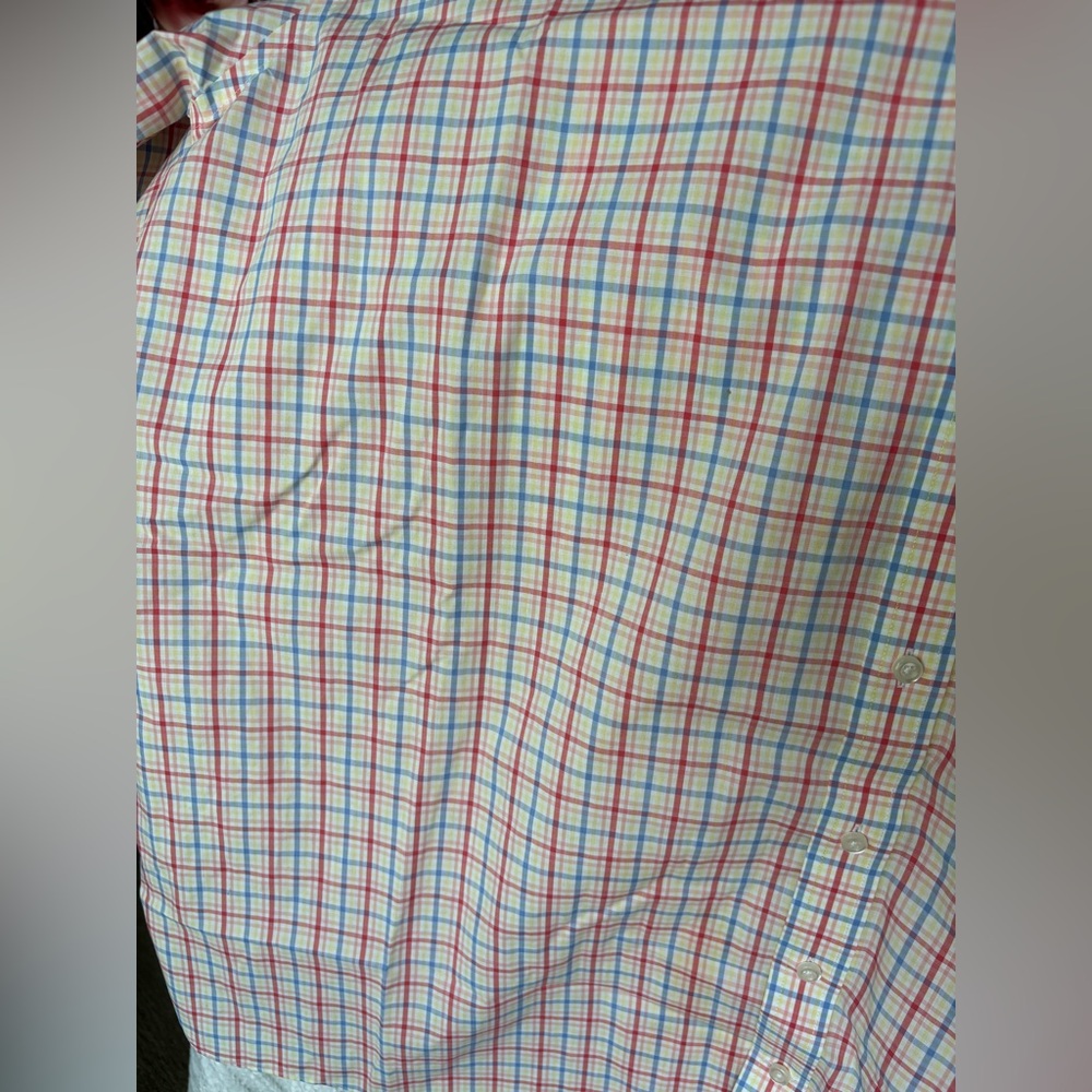 Stafford Red, Blue & Yellow Big & Tall Casual Button Down Shirt